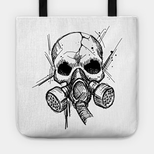 Skull With Gas Mask New School Apocalypse Art Tote