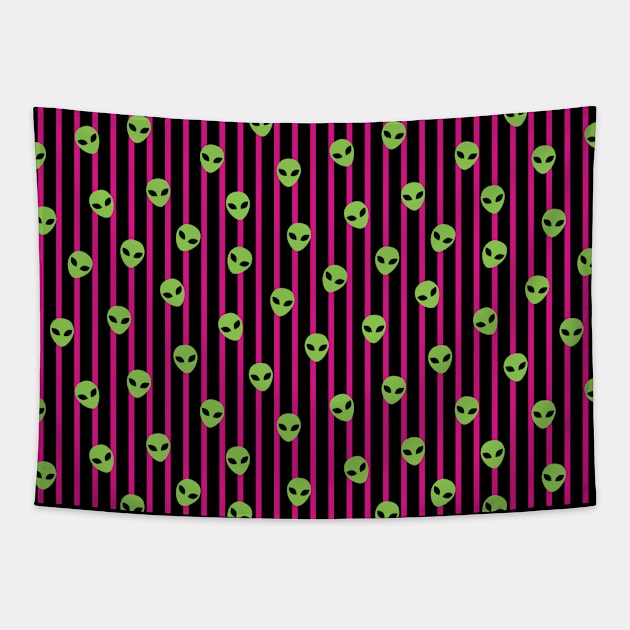 Pink Green Alien Tapestry by UniFox