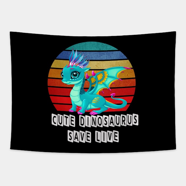 Cute Dinosaurus Vintage Retro Tapestry by JeffDesign