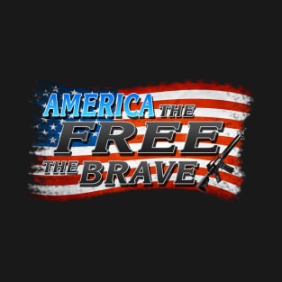 America The Free The Brave Ghost Flag Shadow T-Shirt