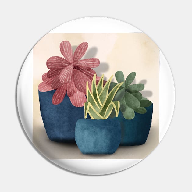 House Plants Watercolor Design Pin by ZUCCACIYECIBO