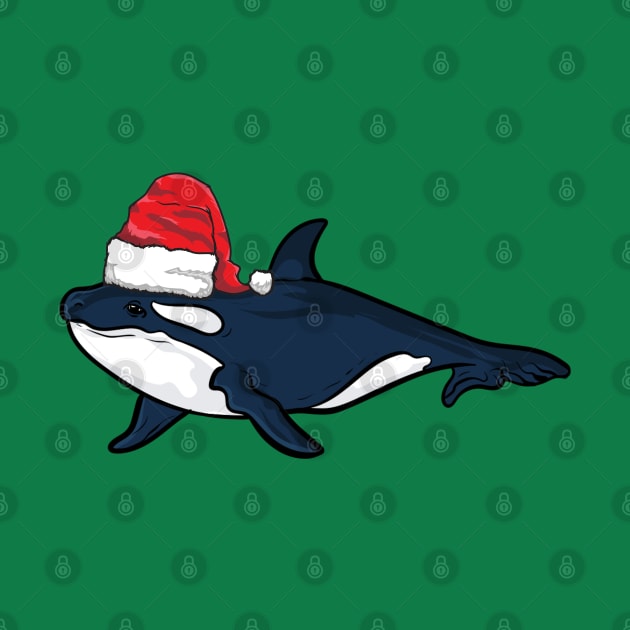 Santa Hat-Wearing Orca Killer Whale Funny Christmas Season by Contentarama