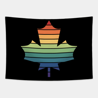 Muted Rainbow Gay Pride Horizon Maple Leaf Tapestry