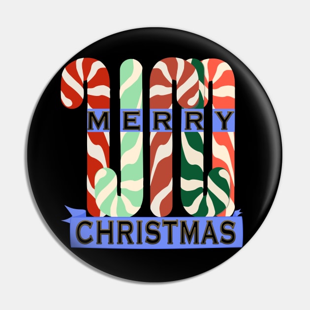 Merry Christmas, Candy Cane Pin by donamiart