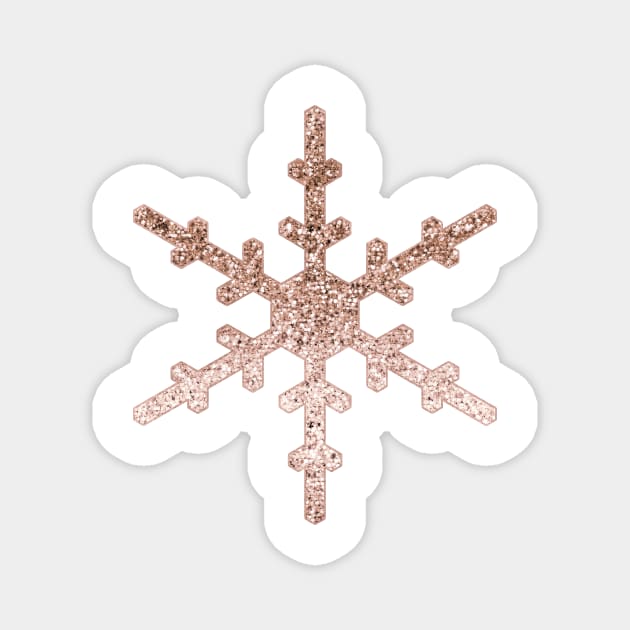 Sparkling rose gold glitter single snowflake Magnet by RoseAesthetic