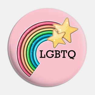 Rainbow and stars LGBTQ (black text) Pin