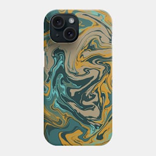 Shades of Moody Blue Yellow Beige Aesthetic Marble Pattern Phone Case