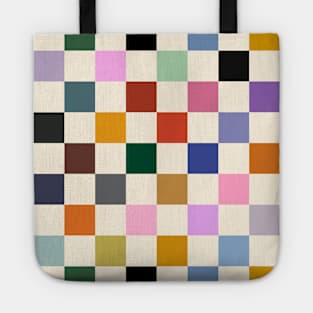 Multi Colour Checkerboard Squares Tote