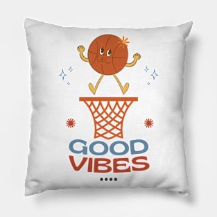 Retro Style Funny Basketball Art Pillow