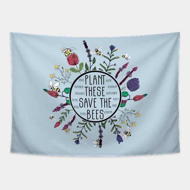 Plant These Save the Bees Tapestry by AllWellia