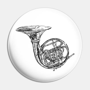 French Horn Sketch Pin