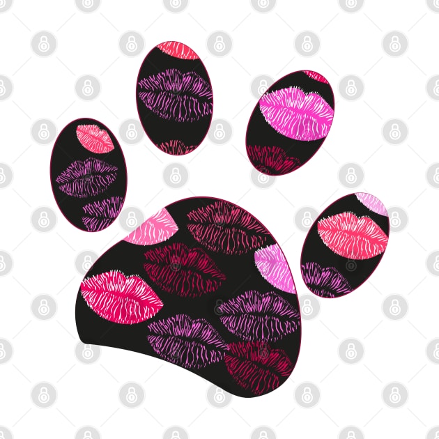 Black paw print with lips by GULSENGUNEL