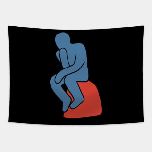 Rodin - The Thinker (cartoonish minimal version) Tapestry