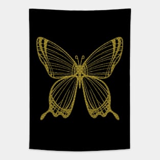 Fantasy Butterfly Golden Silhouette Tapestry