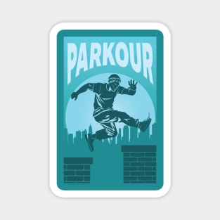 Parkour Freerunner Sunset Retro Themed Gift Magnet