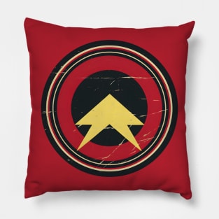 Retro Superhero Style Logo - Vintage Aged Distressed Pillow