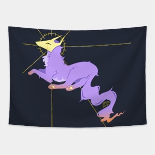 Masked Fox Creature (purple) Tapestry