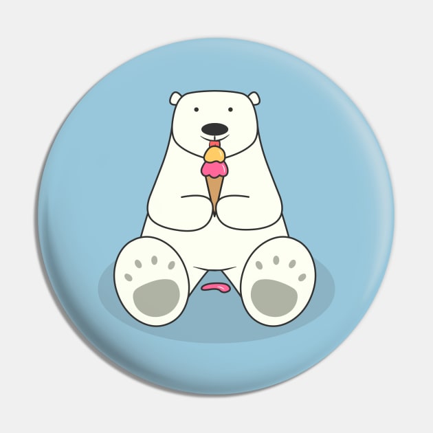 Ice Cream Lover Polar Bear Pin by cartoonbeing