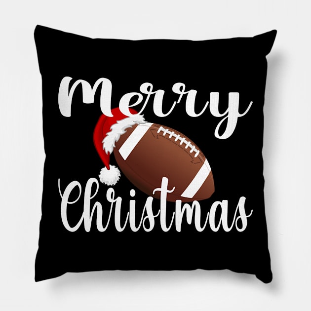 Funny Christmas Football Lover Player Gift Pillow by ExprezzDesigns