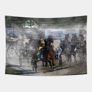 harness horse cart racing - Pencil, Original Tapestry