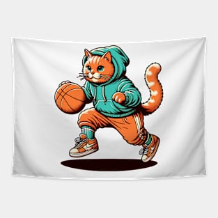 basketball dribbling cat Tapestry