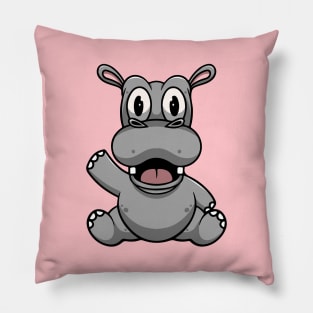 Cute Hippo Smiling Pillow