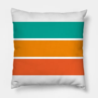 Three Classic Stripes - Turquoise and Orange Pillow