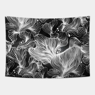 Black and White Shibori Corals Tapestry