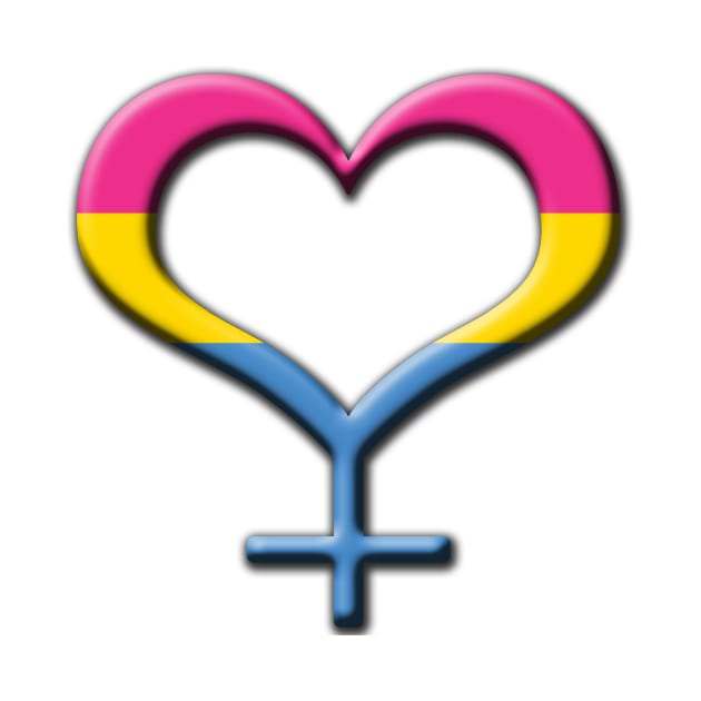 Heart-Shaped Pansexual Pride Female Gender Symbol by LiveLoudGraphics