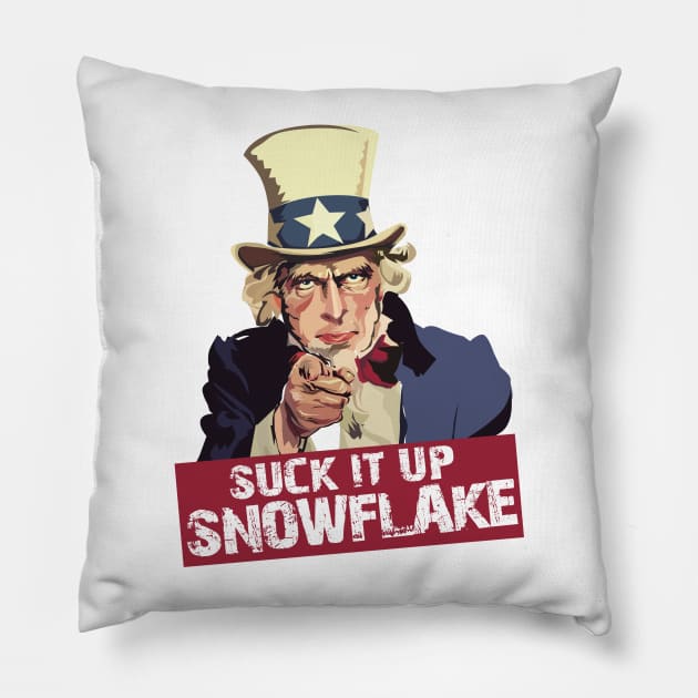 Suck It Up Snowflake Pillow by Conservatees