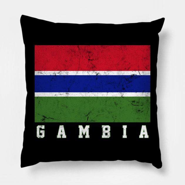 Gambia / Faded Vintage Style Flag Design Pillow by DankFutura