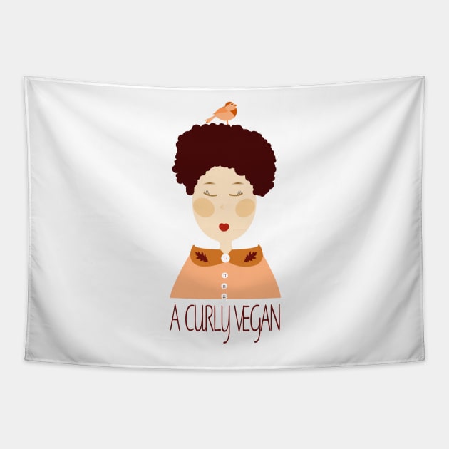 a curly vegan Tapestry by teeco