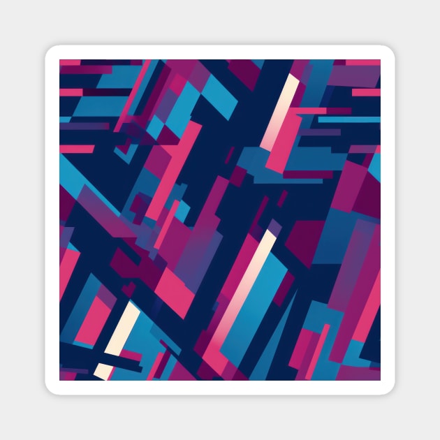 Cubist Harmony: Modern Geometric Dance in Pink, Blue, and Violet Magnet by star trek fanart and more