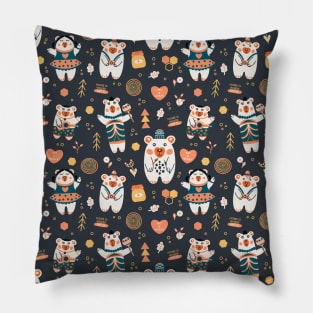 Art and Honey, the Artistic Bear Family Pillow