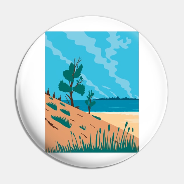 Indiana Dunes National Park  in Northwestern Indiana United States WPA Poster Art Color Pin by retrovectors