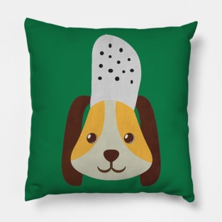 cute doggo with croc on the head - green Pillow