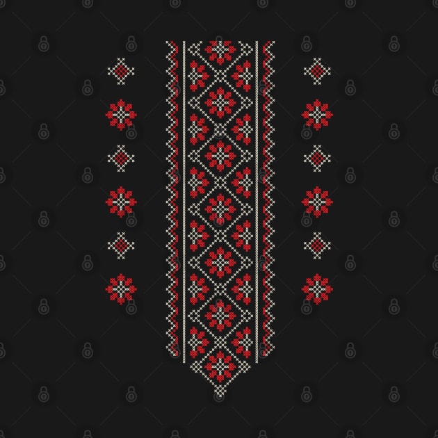 Palestinian Jordanian Arabic Traditional Tatreez Realistic Embroidery Pattern17-drk by QualiTshirt