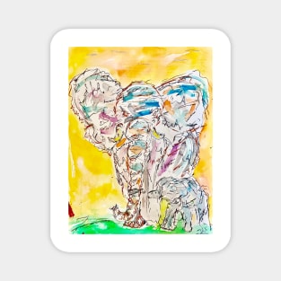 Scribble Elephants Magnet