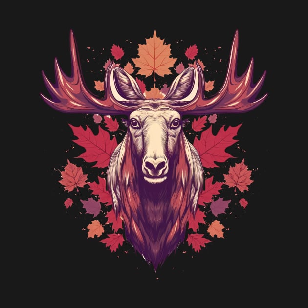 Moose with Maple leafs Canada by dukito