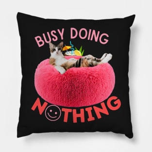 Busy Doing Nothing (Furry Pouf) Pillow