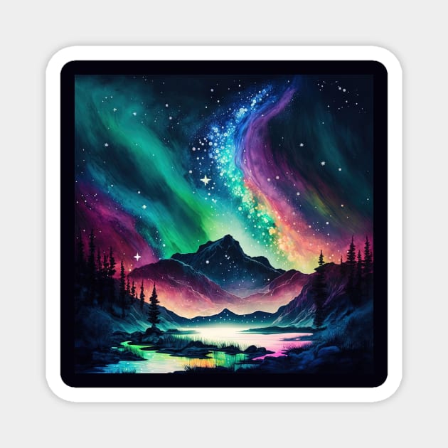 Northern Polar Lights Night Sky Aurora Borealis Magnet by The WYLD Tribe