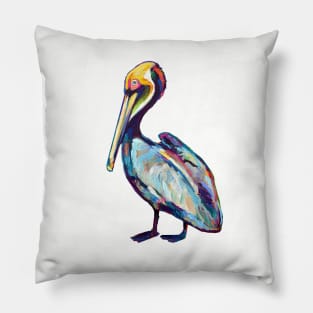 Colorful Pelican by Robert Phelps Pillow