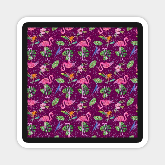 Flamingo Party on Magenta Background Magnet by MarcyBrennanArt