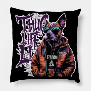 Thug Life Cat Design in Vibrant Colors Pillow