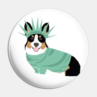 Statue of Liberty Tri Corgi Pin