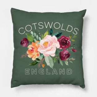 Cotswolds England British Watercolor Roses Pillow