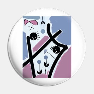 Kids and Color Stick Figure Pin