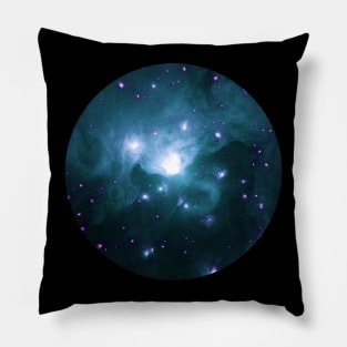 Cyan nebula with purple stars Pillow