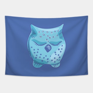 Cute sleeping blue owl Tapestry