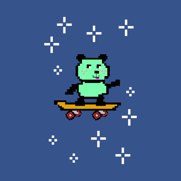 NFT - Little green panda bear on a skateboard by Theo_P